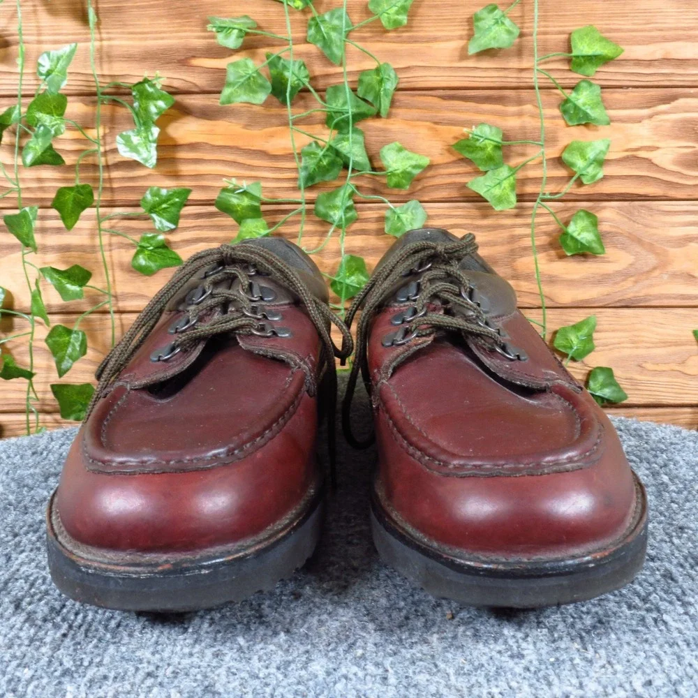 Hush Puppies 19041 Rust Men Moc Toe Oxford Sz 12 Outdoor Casual Burgundy Leather